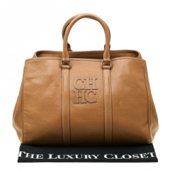 Pre Owned Carolina Herrera Caramel Leather Matteo Tote