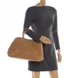 Pre Owned Carolina Herrera Caramel Leather Matteo Tote