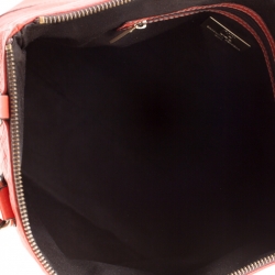 Pre Owned Carolina Herrera Orange Monogram Embossed Leather Tote