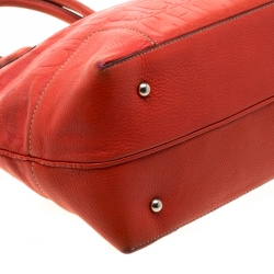 Pre Owned Carolina Herrera Orange Monogram Embossed Leather Tote