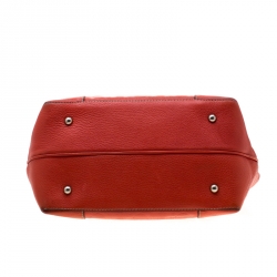 Pre Owned Carolina Herrera Orange Monogram Embossed Leather Tote