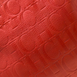 Pre Owned Carolina Herrera Orange Monogram Embossed Leather Tote