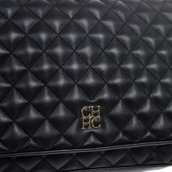 Pre Owned Carolina Herrera Black Quilted Flap Bag
