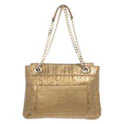 Pre Owned Carolina Herrera ‘Holly’ Bronze Monogram Embossed Bag