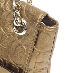 Pre Owned Carolina Herrera ‘Holly’ Bronze Monogram Embossed Bag