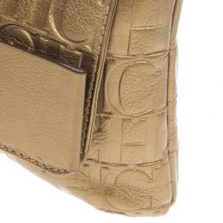 Pre Owned Carolina Herrera ‘Holly’ Bronze Monogram Embossed Bag