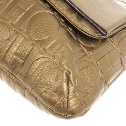 Pre Owned Carolina Herrera ‘Holly’ Bronze Monogram Embossed Bag