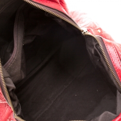 Pre Owned Carolina Herrera Red Monogram Leather Satchel