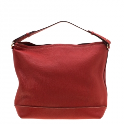 Pre Owned Carolina Hererra Red Pebbled Leather Hobo
