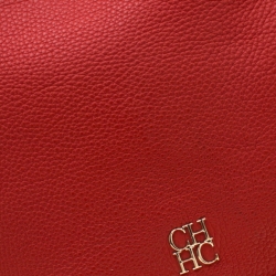 Pre Owned Carolina Hererra Red Pebbled Leather Hobo