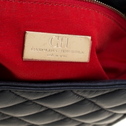 Pre Owned Carolina Herrera Navy Blue Quilted Leather Chain Shoulder Bag