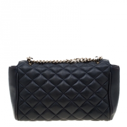 Pre Owned Carolina Herrera Navy Blue Quilted Leather Chain Shoulder Bag