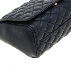 Pre Owned Carolina Herrera Navy Blue Quilted Leather Chain Shoulder Bag
