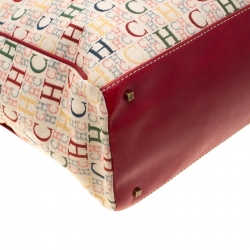 Pre Owned Carolina Herrera Multicolor Canvas and Leather Trim Shopper Tote