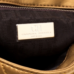 Pre Owned Carolina Herrera Gold Quilted Leather Flap Chain Shoulder Bag