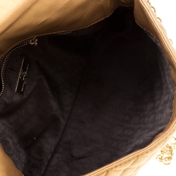 Pre Owned Carolina Herrera Gold Quilted Leather Flap Chain Shoulder Bag
