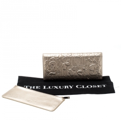 Pre Owned Carolina Herrera Gold Trifold Wallet