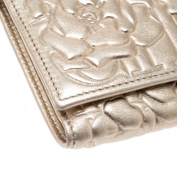 Pre Owned Carolina Herrera Gold Trifold Wallet
