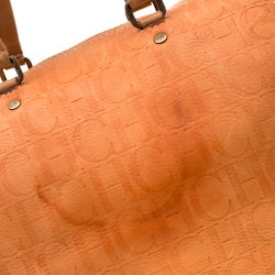 Carolina Herrera Orange Monogram Leather Large Andy Boston Bag