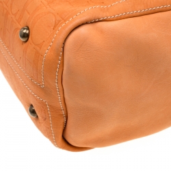 Carolina Herrera Orange Monogram Leather Large Andy Boston Bag