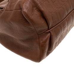 Pre Owned حقيبة كارولينا هيريرا يد علوية مينوتو جلد بنية