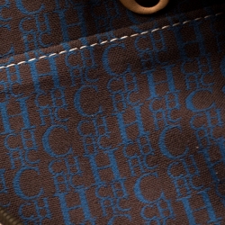 Pre Owned Carolina Herrera Beige Monogram Leather Andy Boston Bag