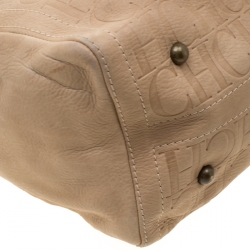 Pre Owned Carolina Herrera Beige Monogram Leather Andy Boston Bag