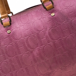 Pre Owned Carolina Herrera Light Purple Monogram Leather Andy Boston Bag