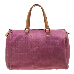Carolina Herrera Light Purple Monogram Leather Andy Boston B