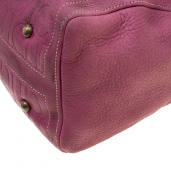 Pre Owned Carolina Herrera Light Purple Monogram Leather Andy Boston Bag