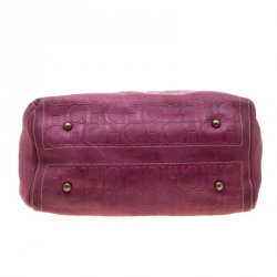 Pre Owned Carolina Herrera Light Purple Monogram Leather Andy Boston Bag