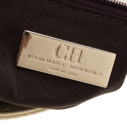 Pre Owned Carolina Herrera Cream Monogram Leather Audrey Shoulder Bag