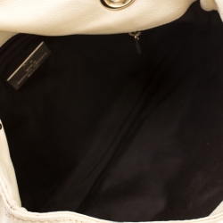 Pre Owned Carolina Herrera Cream Monogram Leather Audrey Shoulder Bag