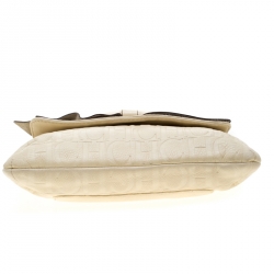 Pre Owned Carolina Herrera Cream Monogram Leather Audrey Shoulder Bag