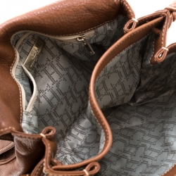 Pre Owned Carolina Herrera Brown Leather Flap Shoulder Bag