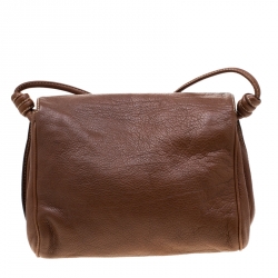Pre Owned Carolina Herrera Brown Leather Flap Shoulder Bag