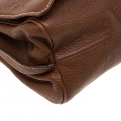 Pre Owned Carolina Herrera Brown Leather Flap Shoulder Bag