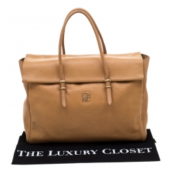 Carolina Herrera Brown Leather Flap Tote