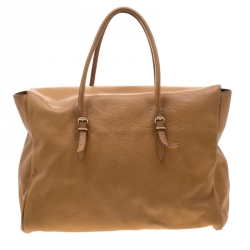 Carolina Herrera Brown Leather Flap Tote