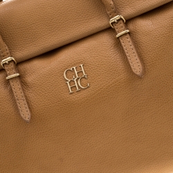 Carolina Herrera Brown Leather Flap Tote