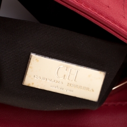 Carolina Hererra Red Leather Fringe Chain Shoulder Bag