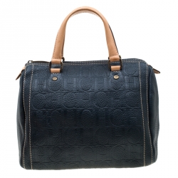 Pre Owned حقيبة كارولينا هيريرا أندي بوسطن جلد مونوغرامية خضراء