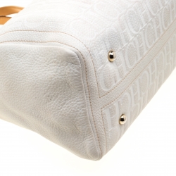 Pre Owned Carolina Herrera White Leather Andy Boston Bag