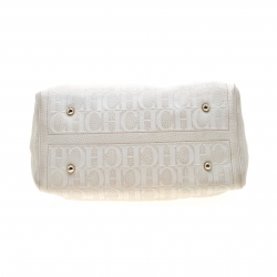 Pre Owned Carolina Herrera White Leather Andy Boston Bag