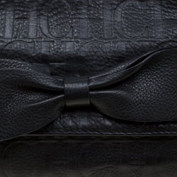 Pre Owned Carolina Herrera Black Monogram Leather Audrey Shoulder Bag