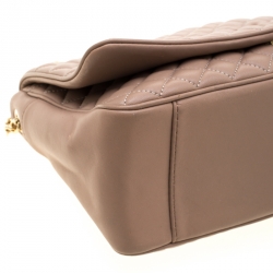 Pre Owned Carolina Herrera Beige Quilted Leather Flap Chain Shoulder Bag