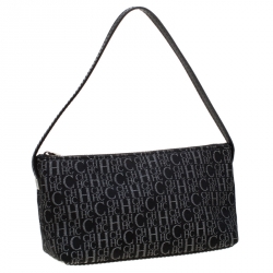 Pre Owned Carolina Herrera Black Signature Canvas Pochette Bag