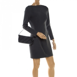 Pre Owned Carolina Herrera Black Signature Canvas Pochette Bag