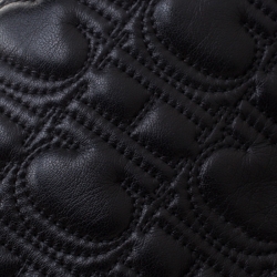 Pre Owned Carolina Herrera Black Monogram Leather Jerry Chain Clutch 