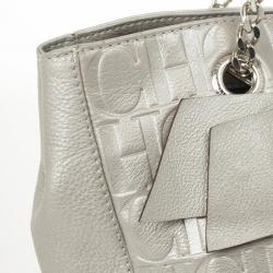 Pre Owned Carolina Herrera Gold Monogram Embossed ‘New Anna’ Tote